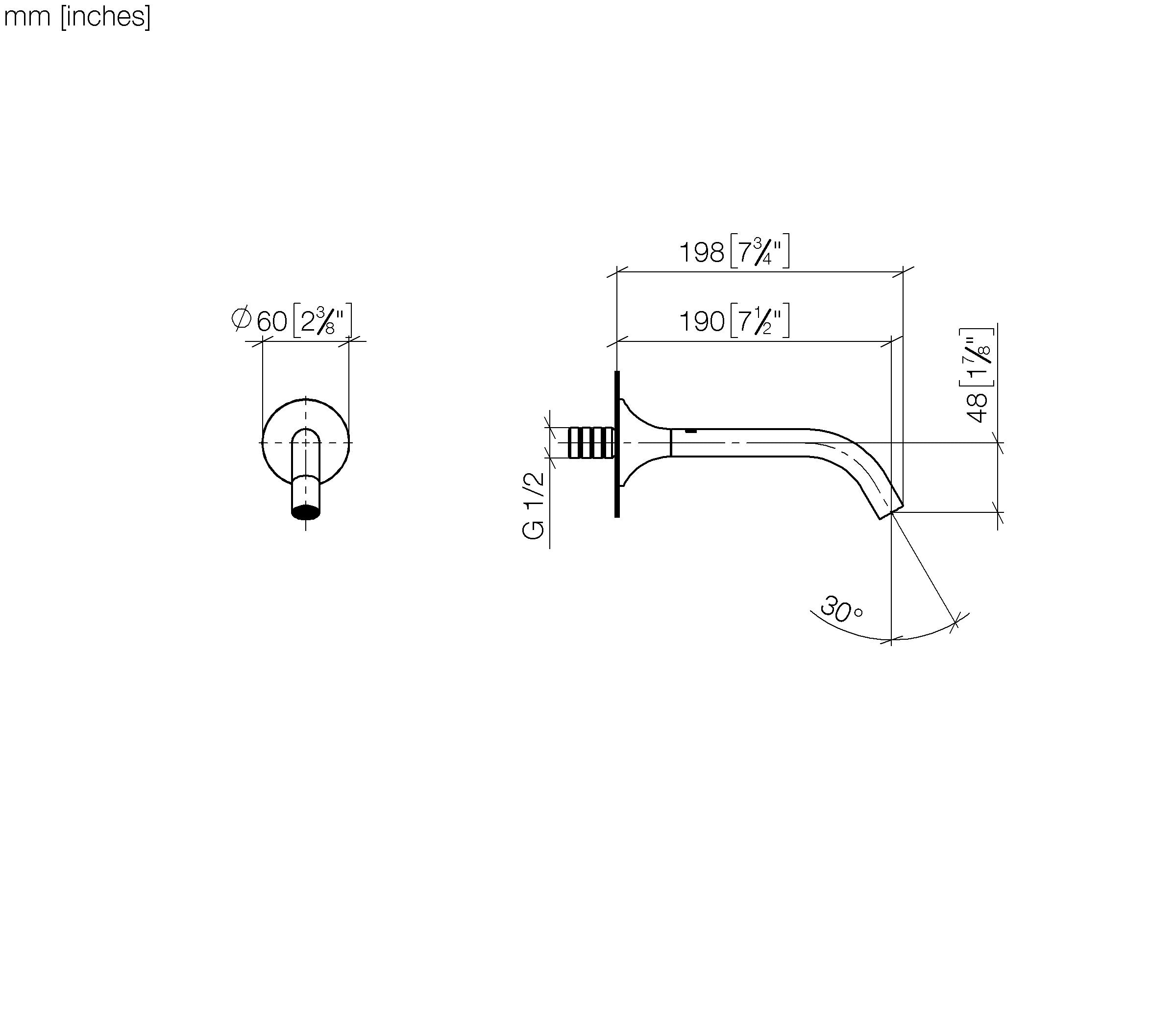 Vaia Wall Mounted Basin Spout Without Pop Up Waste Chrome