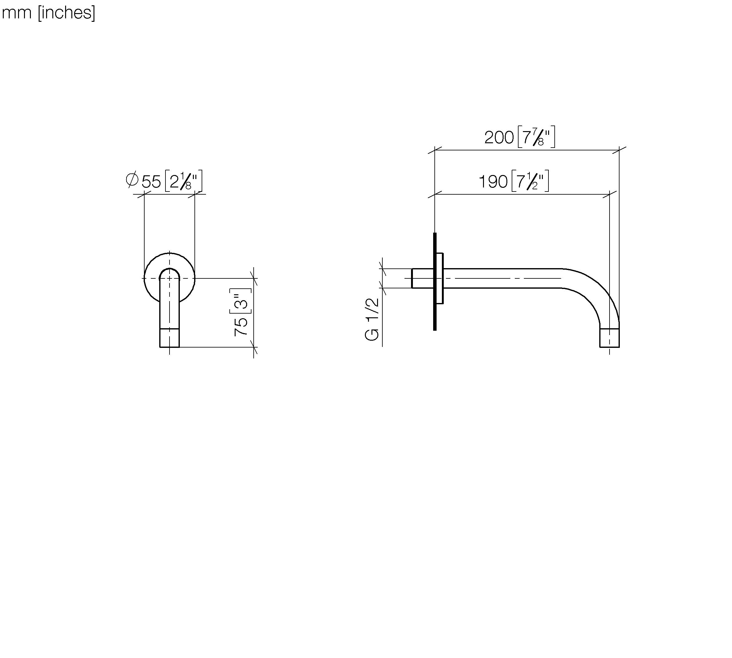 Wall Mounted Basin Spout Without Pop Up Waste Chrome