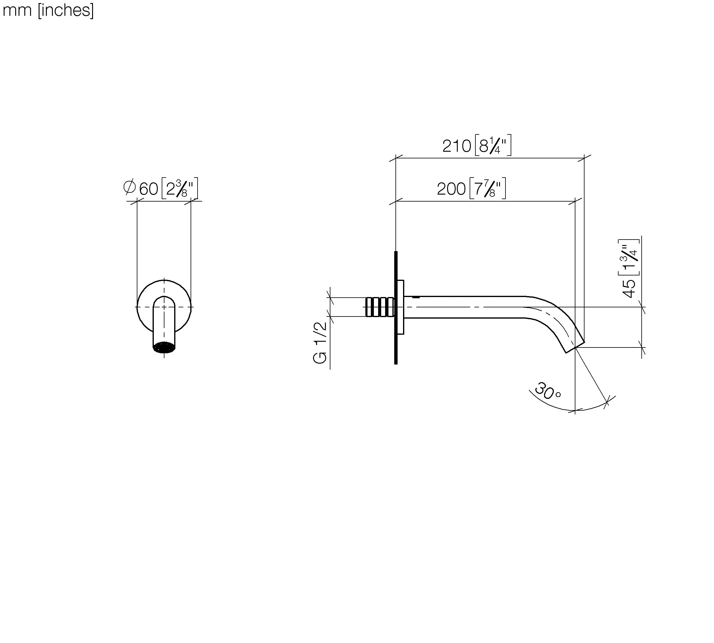Meta Bath Spout For Wall Mounting Chrome