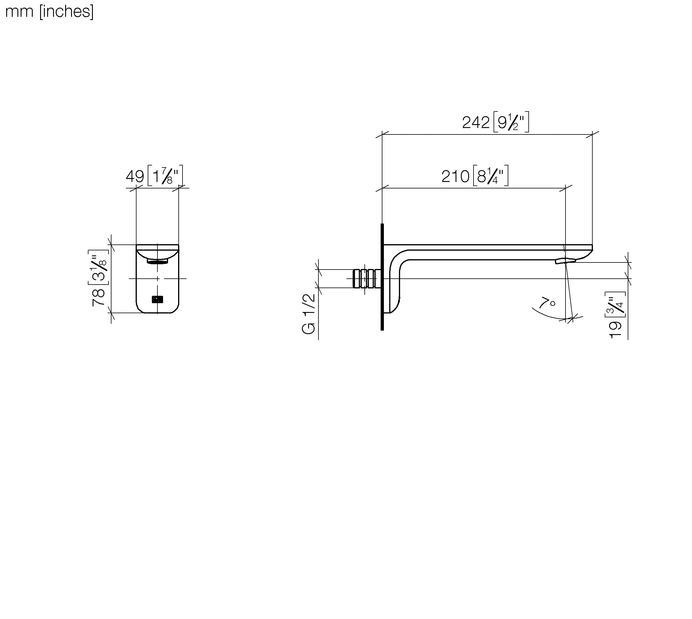 Liss Bath Spout For Wall Mounting Chrome