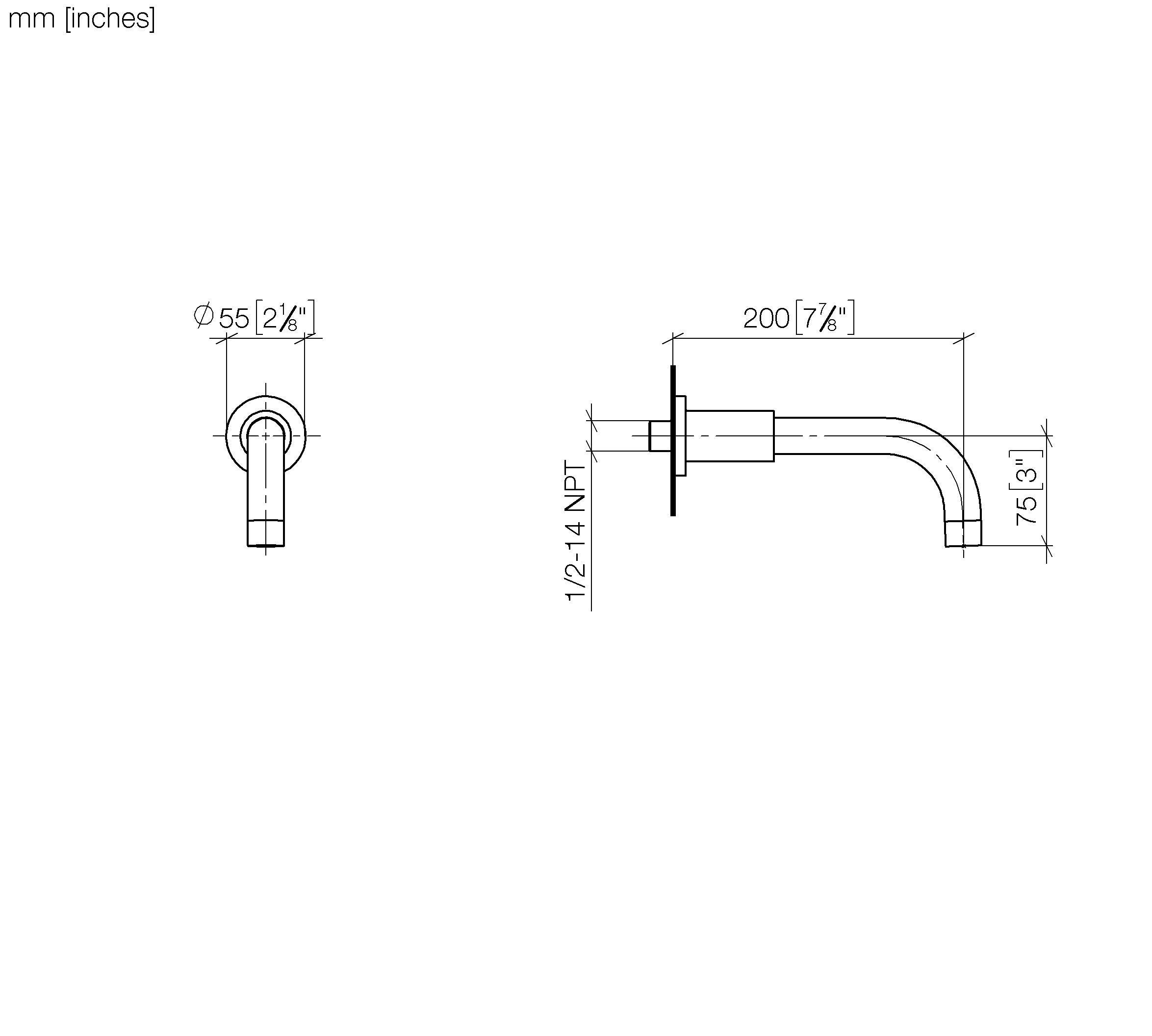 Tara Bath Spout For Wall Mounting Chrome