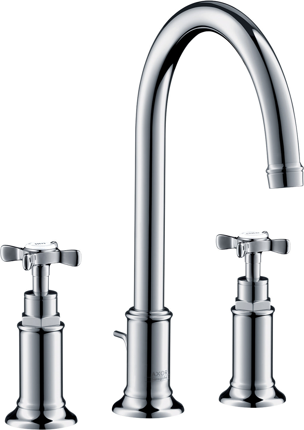 AXOR Montreux 3-hole basin mixer 180 with cross handles and pop-up waste