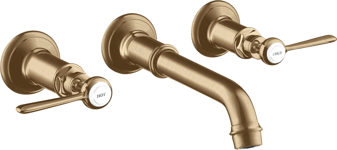 AXOR Montreux 3-hole basin mixer for concealed installation wall-mounted with spout 165 - 225 mm and lever handles