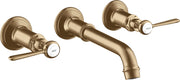AXOR Montreux 3-hole basin mixer for concealed installation wall-mounted with spout 165 - 225 mm and lever handles