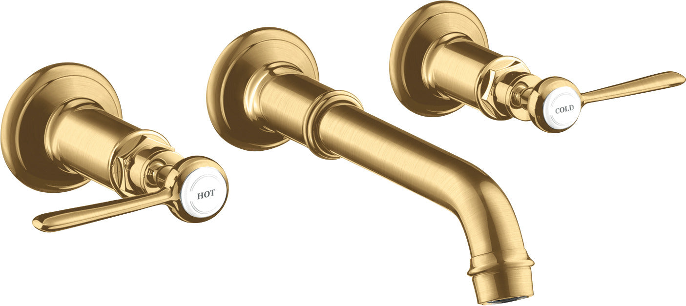 AXOR Montreux 3-hole basin mixer for concealed installation wall-mounted with spout 165 - 225 mm and lever handles