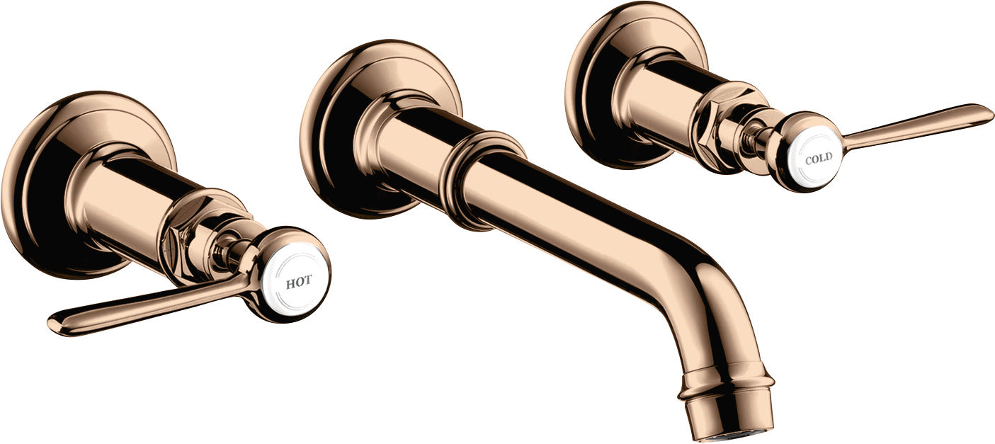 AXOR Montreux 3-hole basin mixer for concealed installation wall-mounted with spout 165 - 225 mm and lever handles