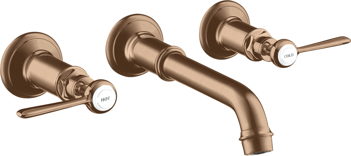 AXOR Montreux 3-hole basin mixer for concealed installation wall-mounted with spout 165 - 225 mm and lever handles