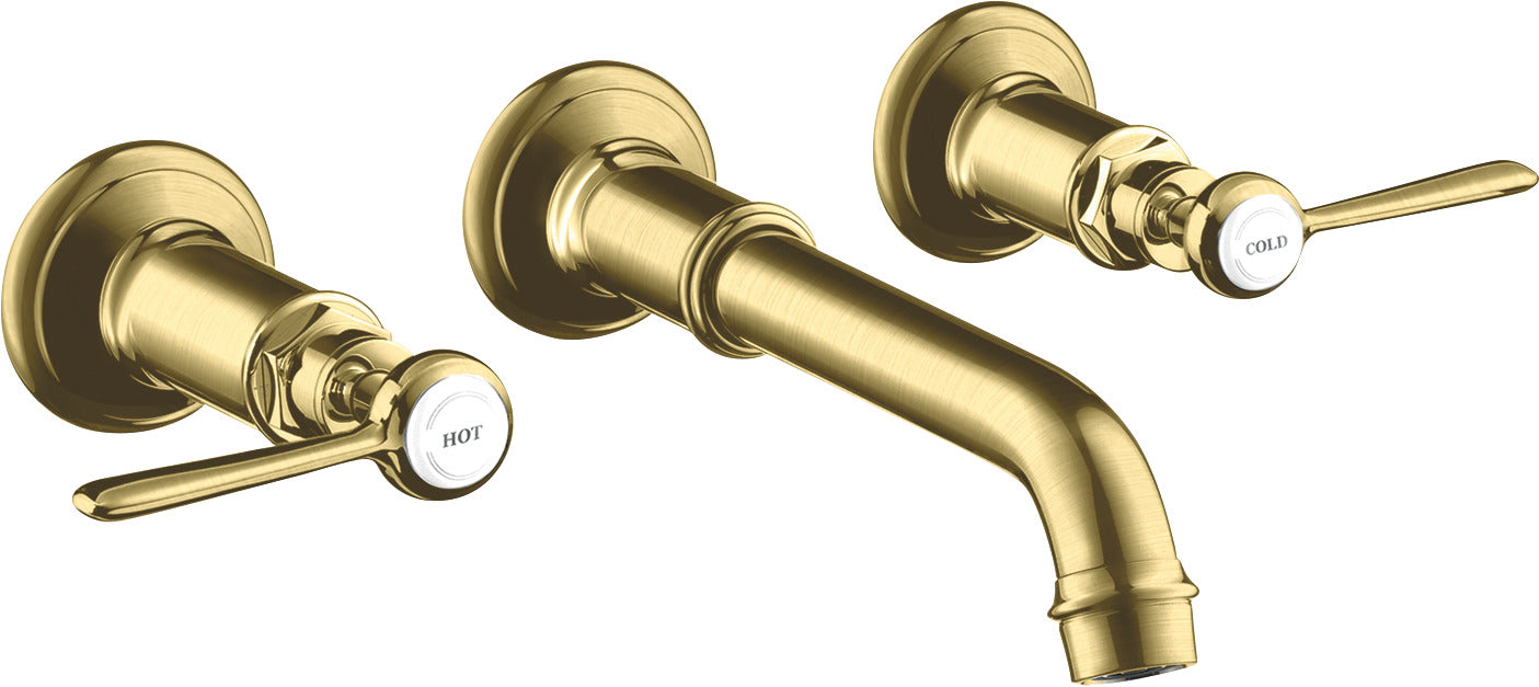 AXOR Montreux 3-hole basin mixer for concealed installation wall-mounted with spout 165 - 225 mm and lever handles