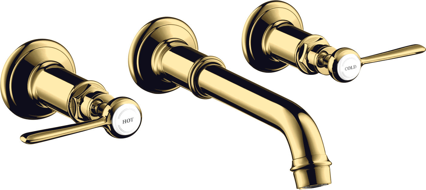 AXOR Montreux 3-hole basin mixer for concealed installation wall-mounted with spout 165 - 225 mm and lever handles