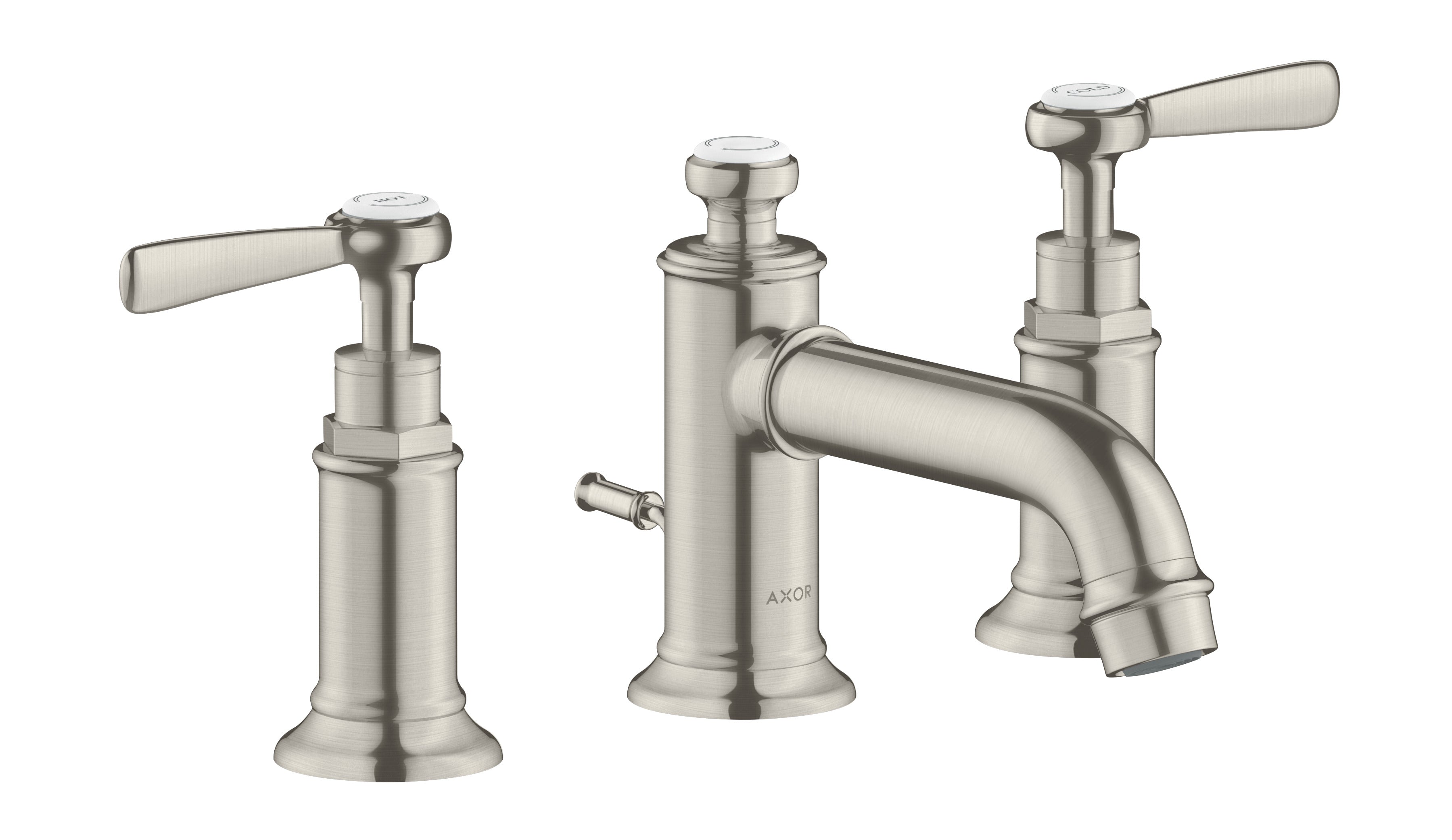 AXOR Montreux 3-hole basin mixer 30 with lever handles and pop-up waste