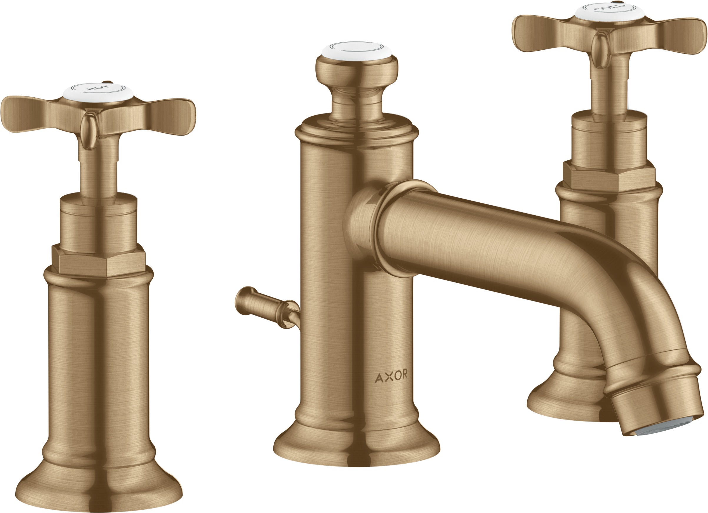 AXOR Montreux 3-hole basin mixer 30 with cross handles and pop-up waste