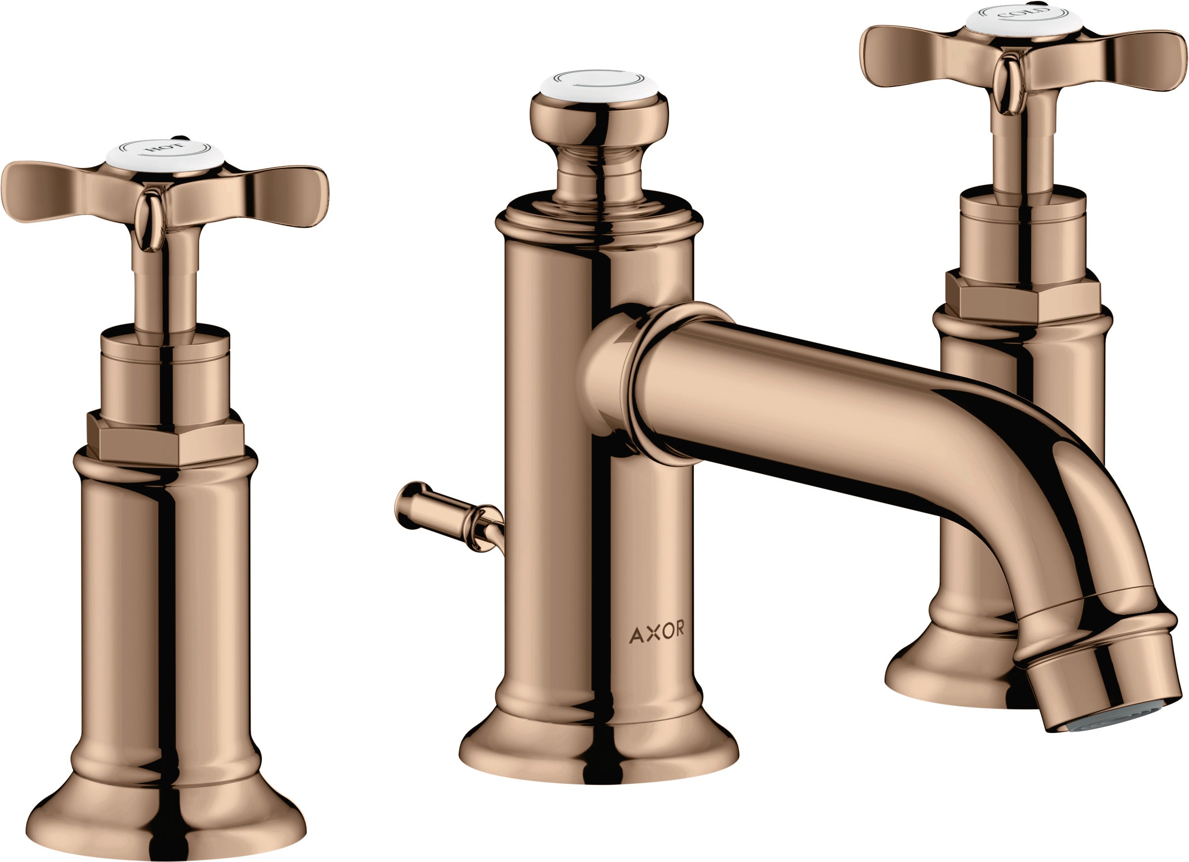 AXOR Montreux 3-hole basin mixer 30 with cross handles and pop-up waste