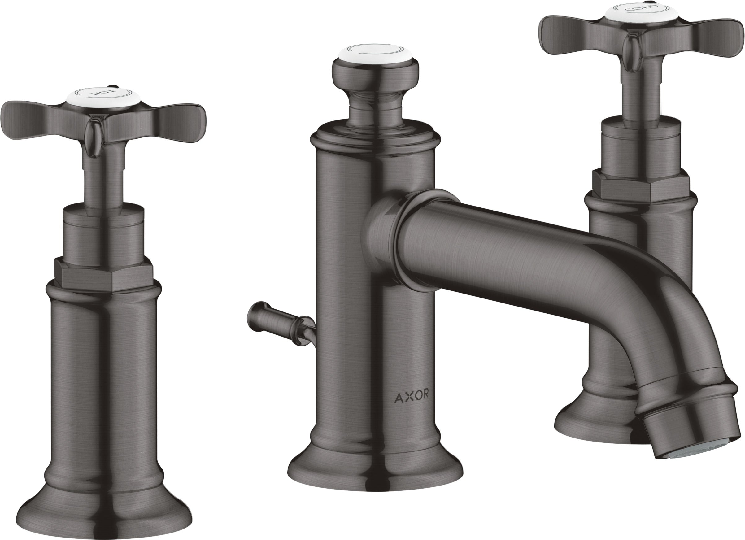 AXOR Montreux 3-hole basin mixer 30 with cross handles and pop-up waste