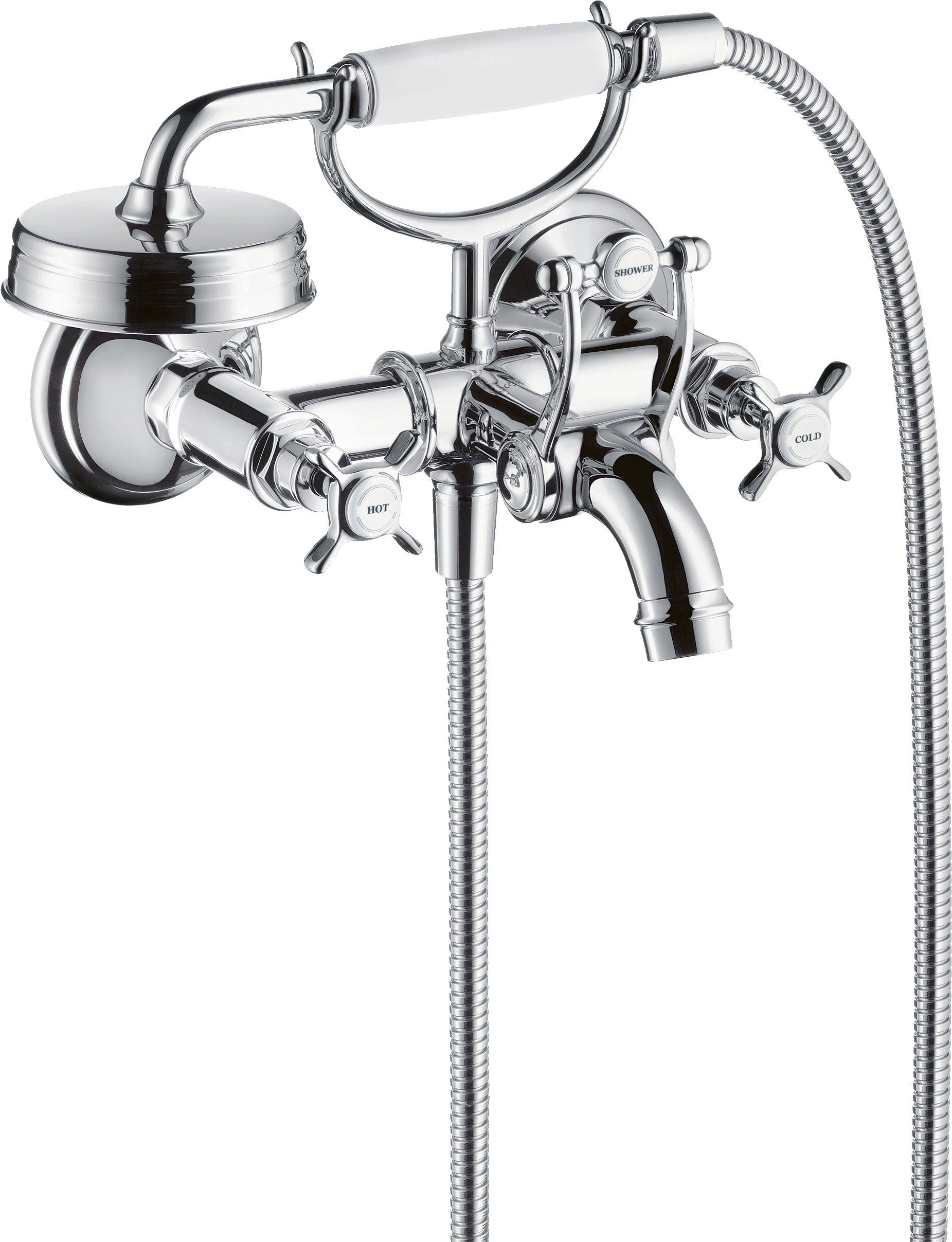 AXOR Montreux 2-handle manual bath mixer for exposed installation with cross handles