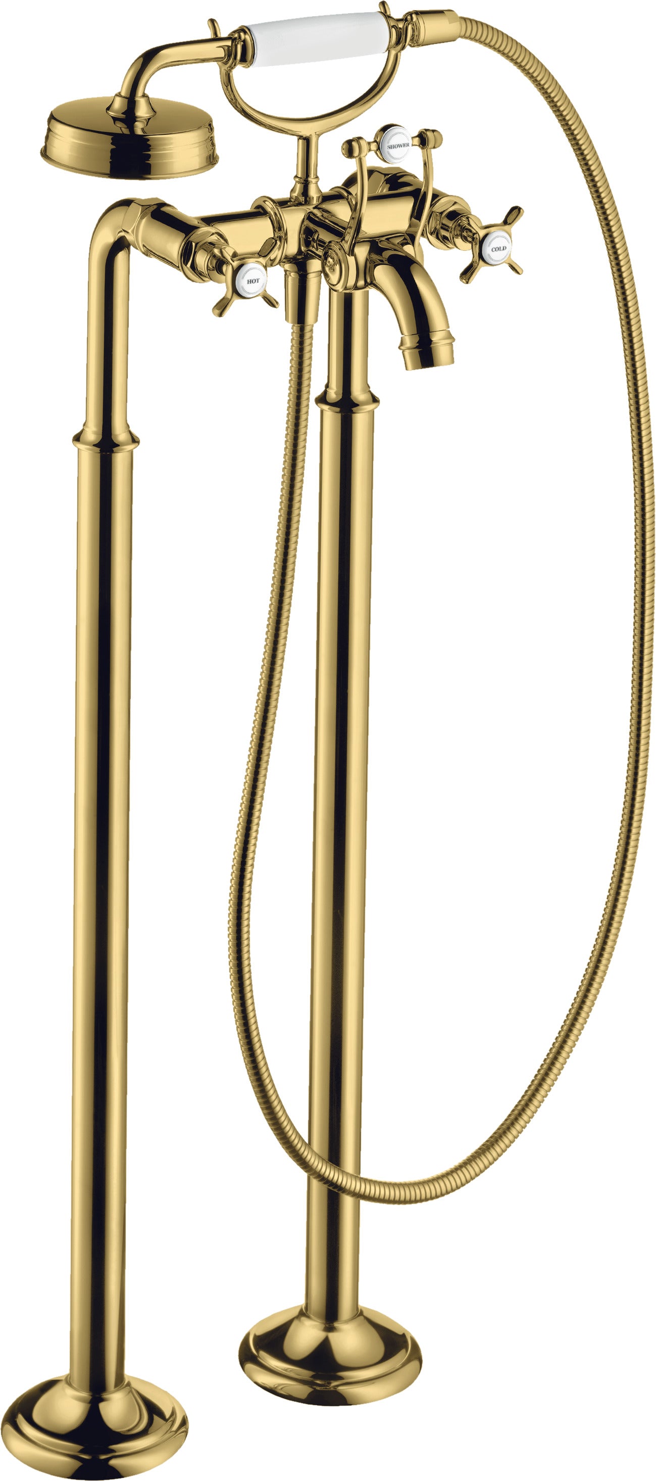AXOR Montreux 2-handle manual bath mixer floor-standing with cross handles