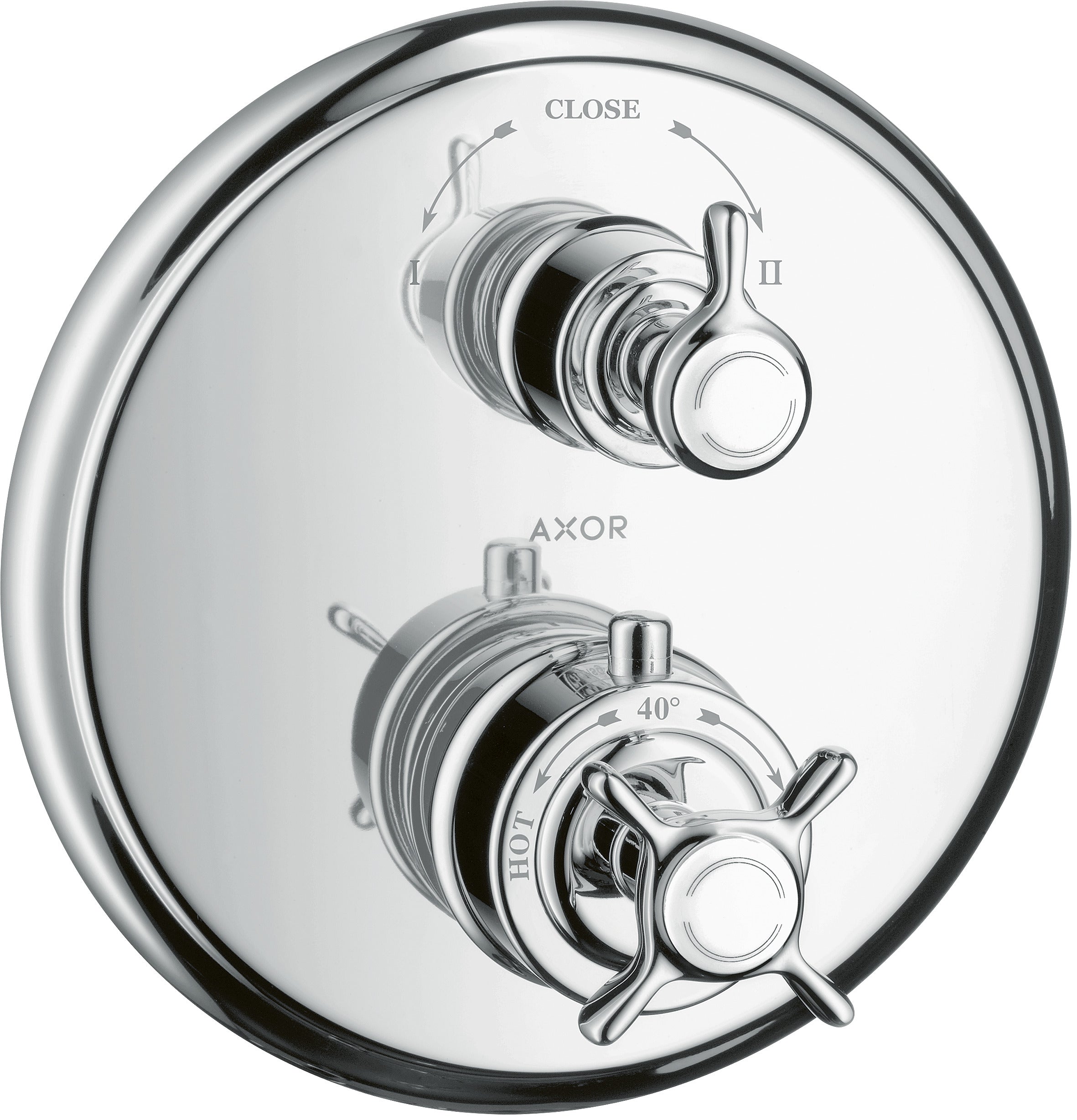 AXOR Montreux Thermostatic mixer for concealed installation with cross handle and shut-off / diverter valve
