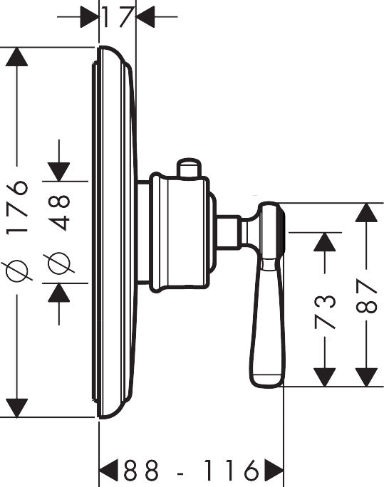 AXOR Montreux Thermostatic mixer for concealed installation with lever handle
