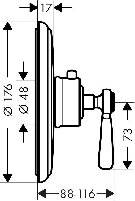 AXOR Montreux Thermostatic mixer HighFlow for concealed installation with lever handle