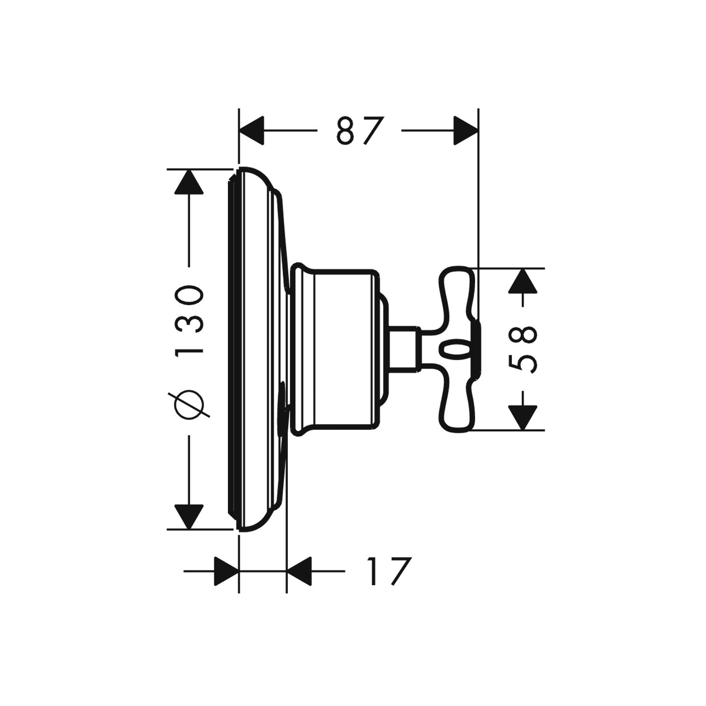 AXOR Montreux Shut-off / diverter valve Trio / Quattro finish set