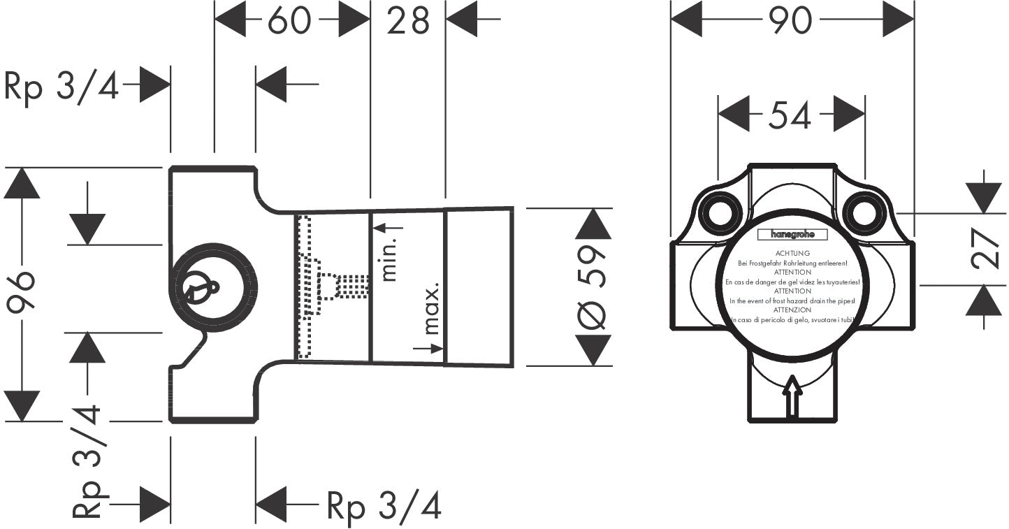 Basic set for Quattro 3-way diverter valve ¾"