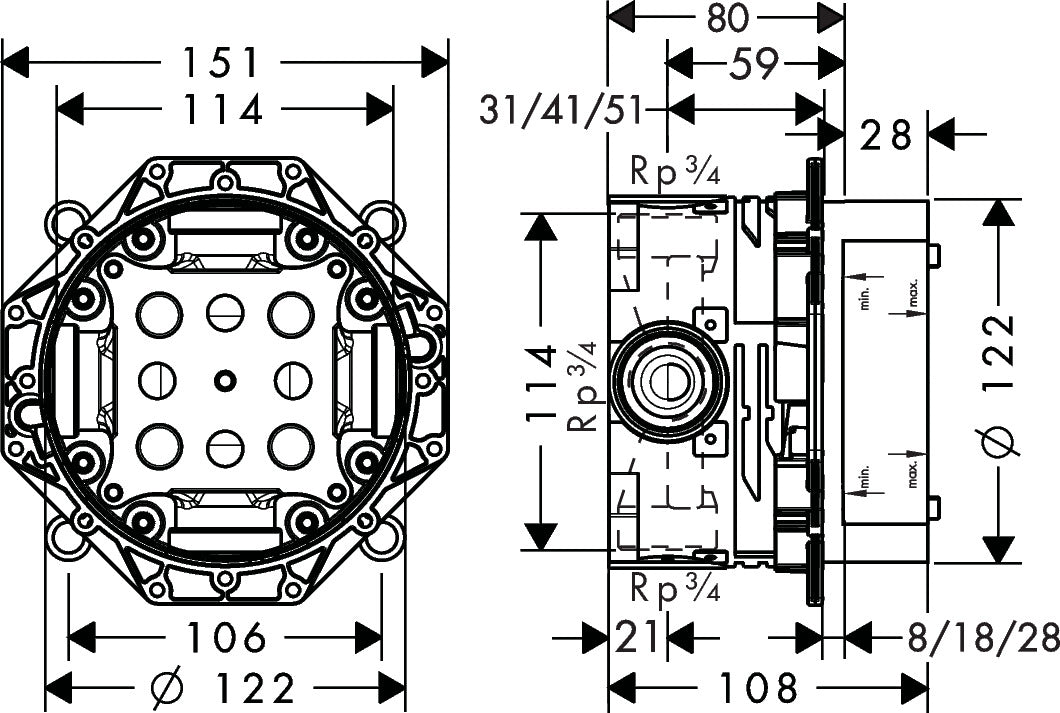 AXOR iBox universal Basic set ½" and ¾"