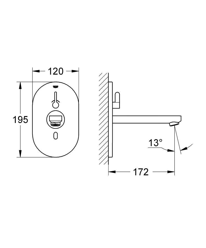 Eurosmart Cosmopolitan E Infra-red electronic basin mixer with mixing device and adjustable temperature limiter