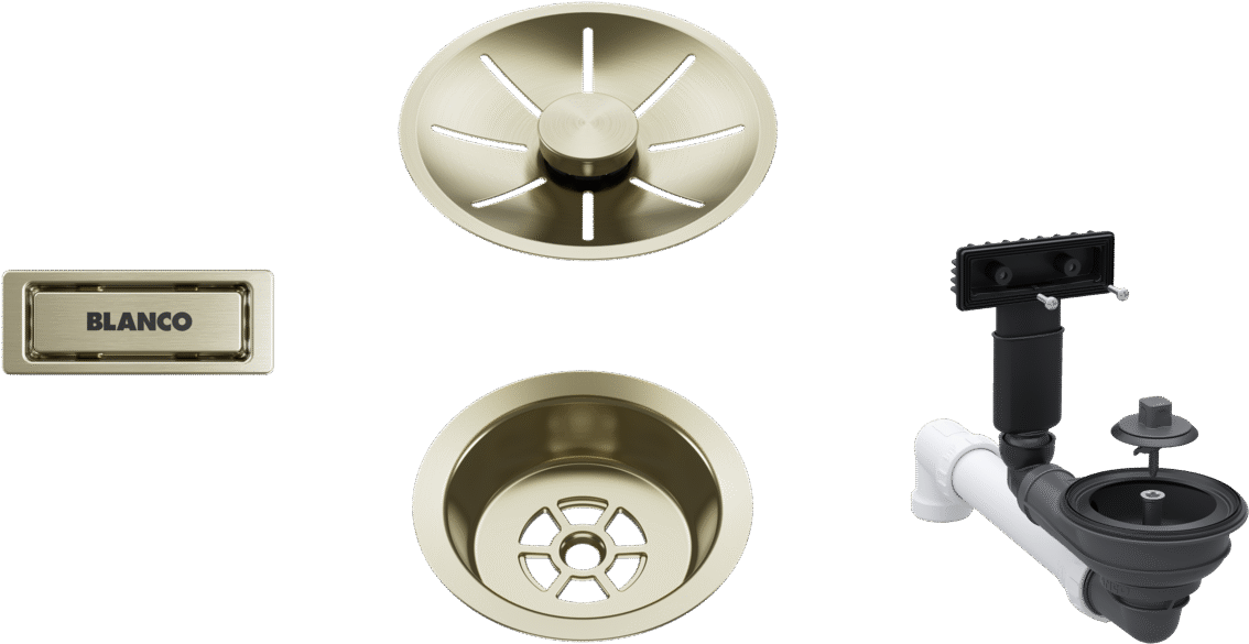Blanco Waste fitting set for single bowl In Satin Gold