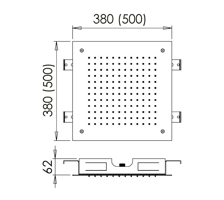 CONCEALED - Square 500mm Shower Head