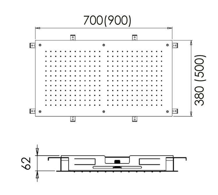 CONCEALED - Rectangular 500 x 900mm Shower Head