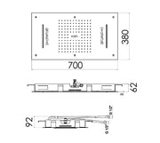 CONCEALED - Dual Flow Rectangular Shower Head