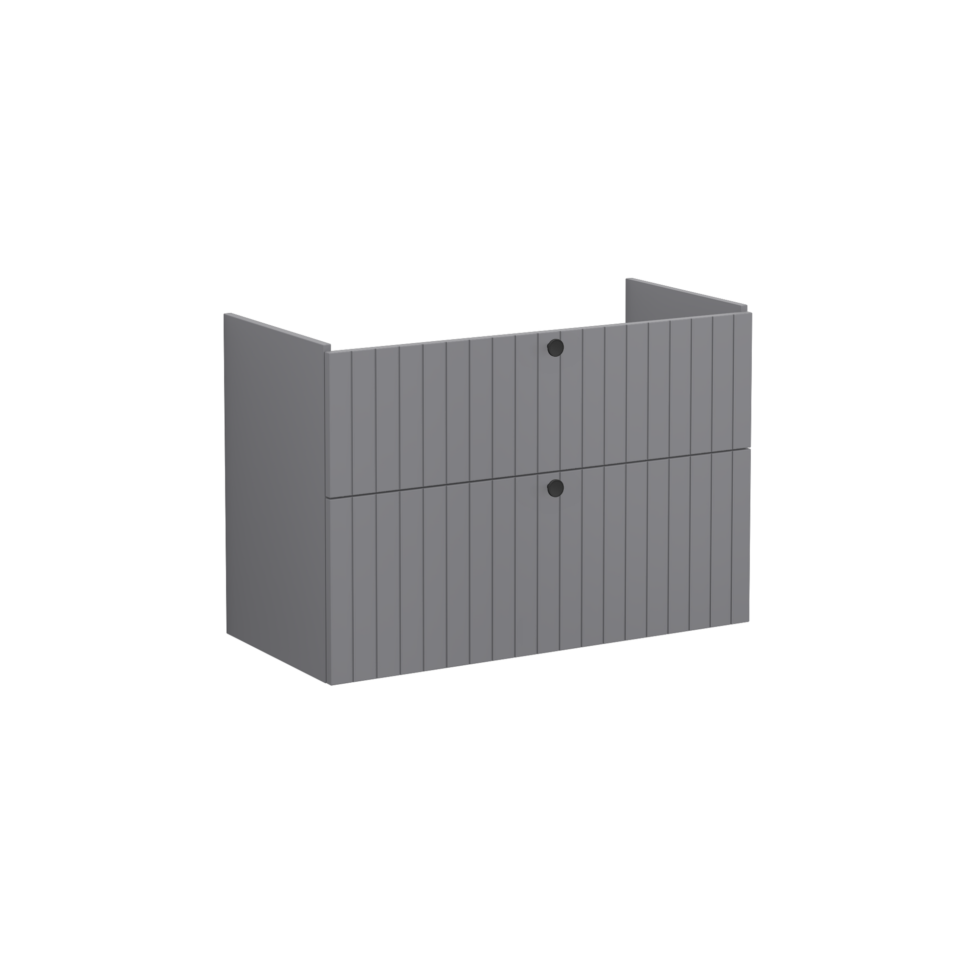 Root Groove Washbasin Unit, with two drawers, Matt Grey, without washbasin
