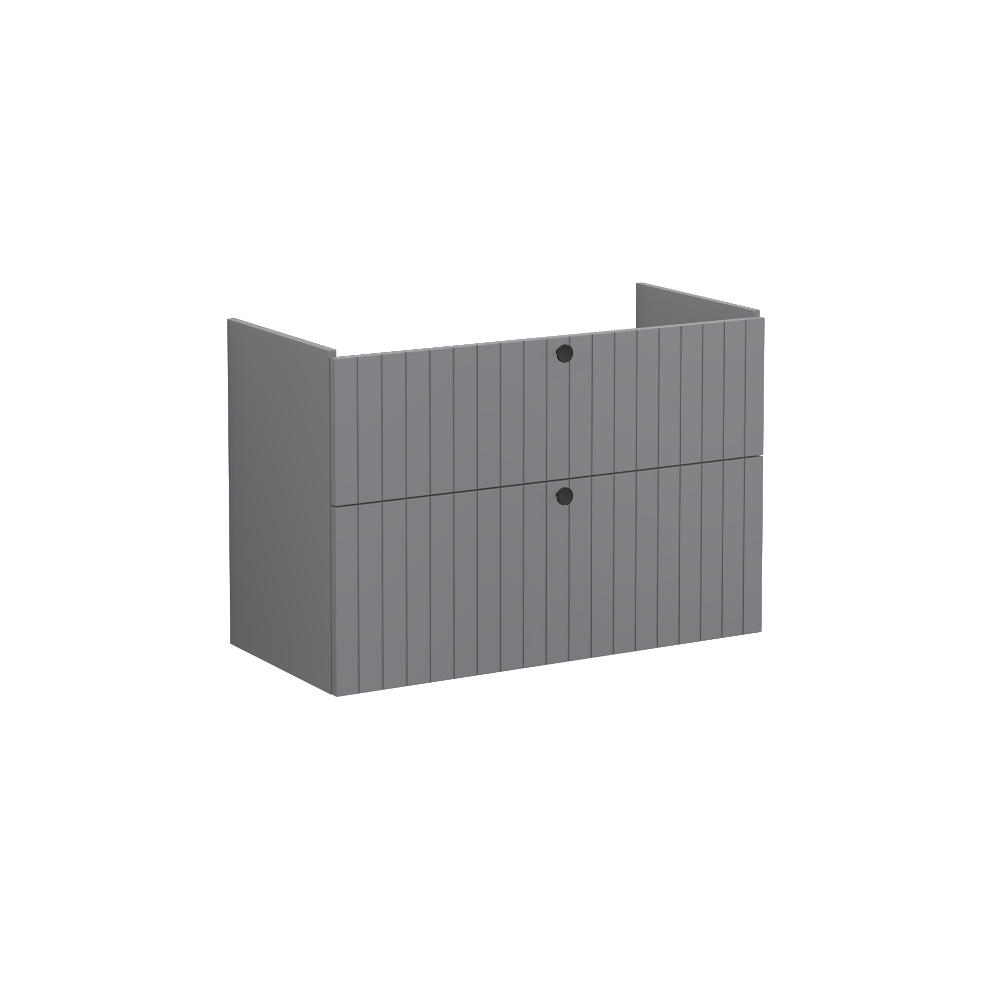 Root Groove Washbasin Unit, with two drawers, Matt Grey, without washbasin