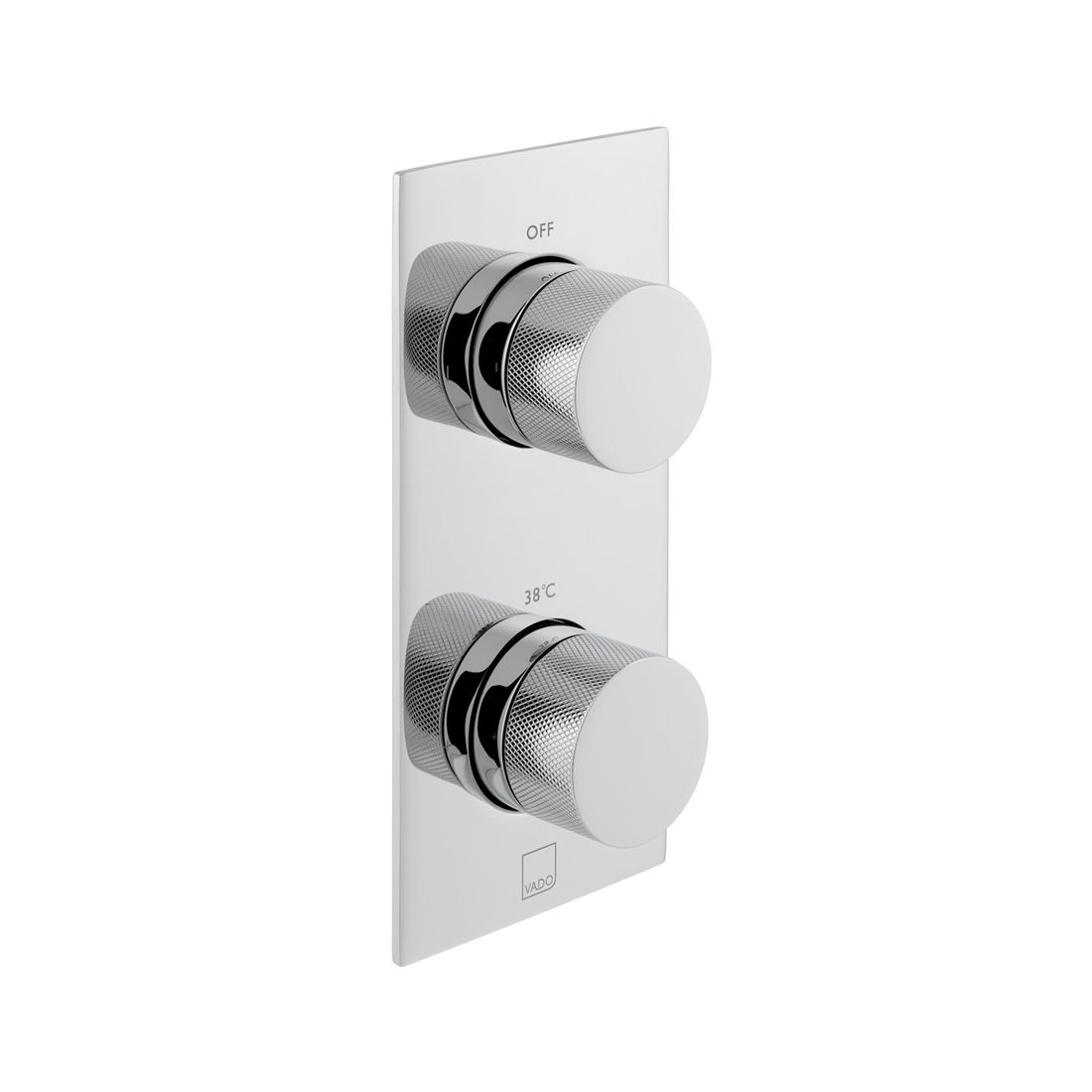 Tablet Knurled 2 Outlet 2 Handle Concealed Thermostatic Valve with Knurled Handles Vertical