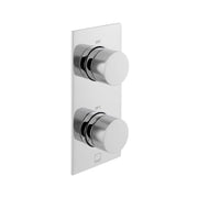 Tablet Knurled 2 Outlet 2 Handle Concealed Thermostatic Valve with Knurled Handles Vertical