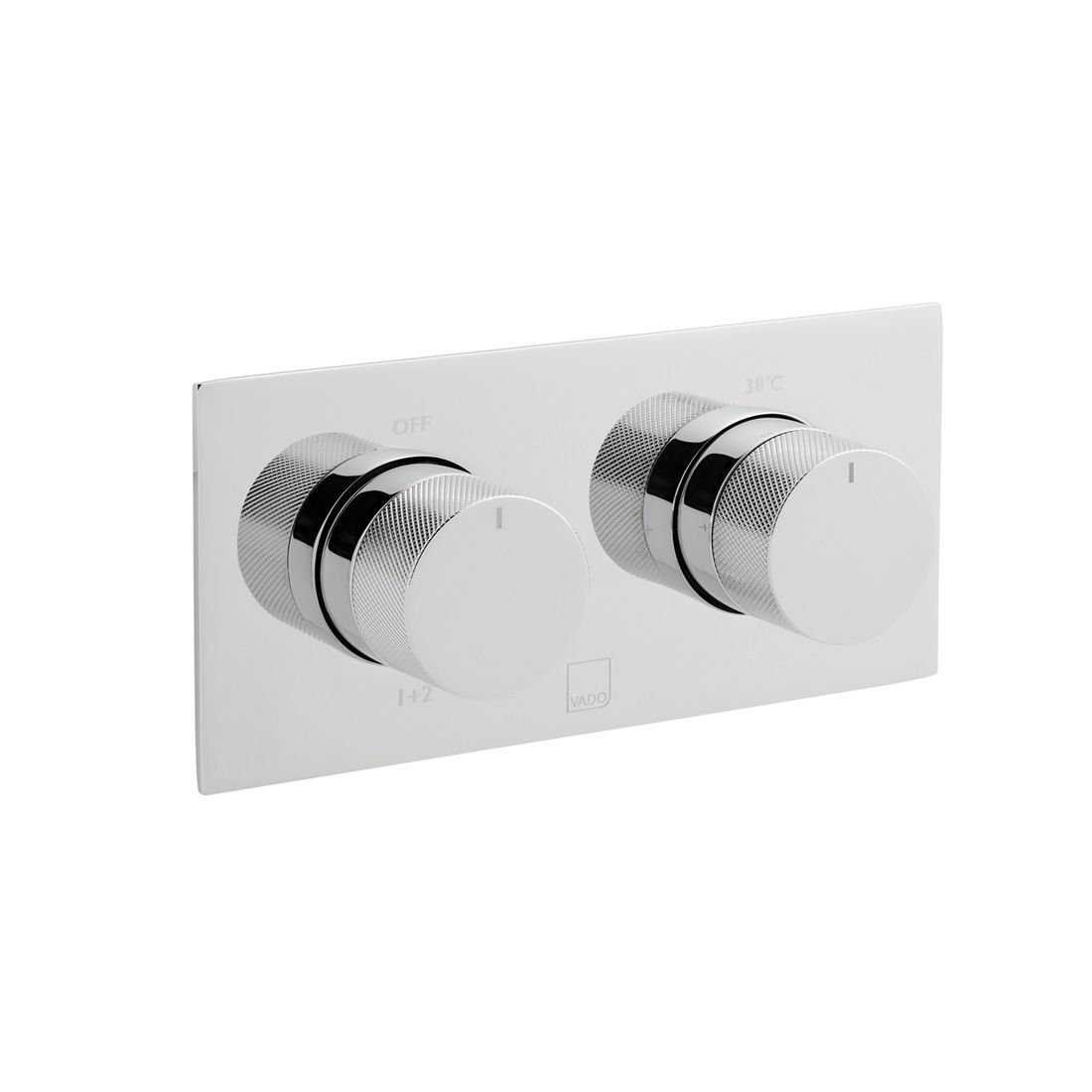 Tablet Knurled 2 Outlet 2 Handle Concealed Thermostatic Valve with Knurled Handles Horizontal