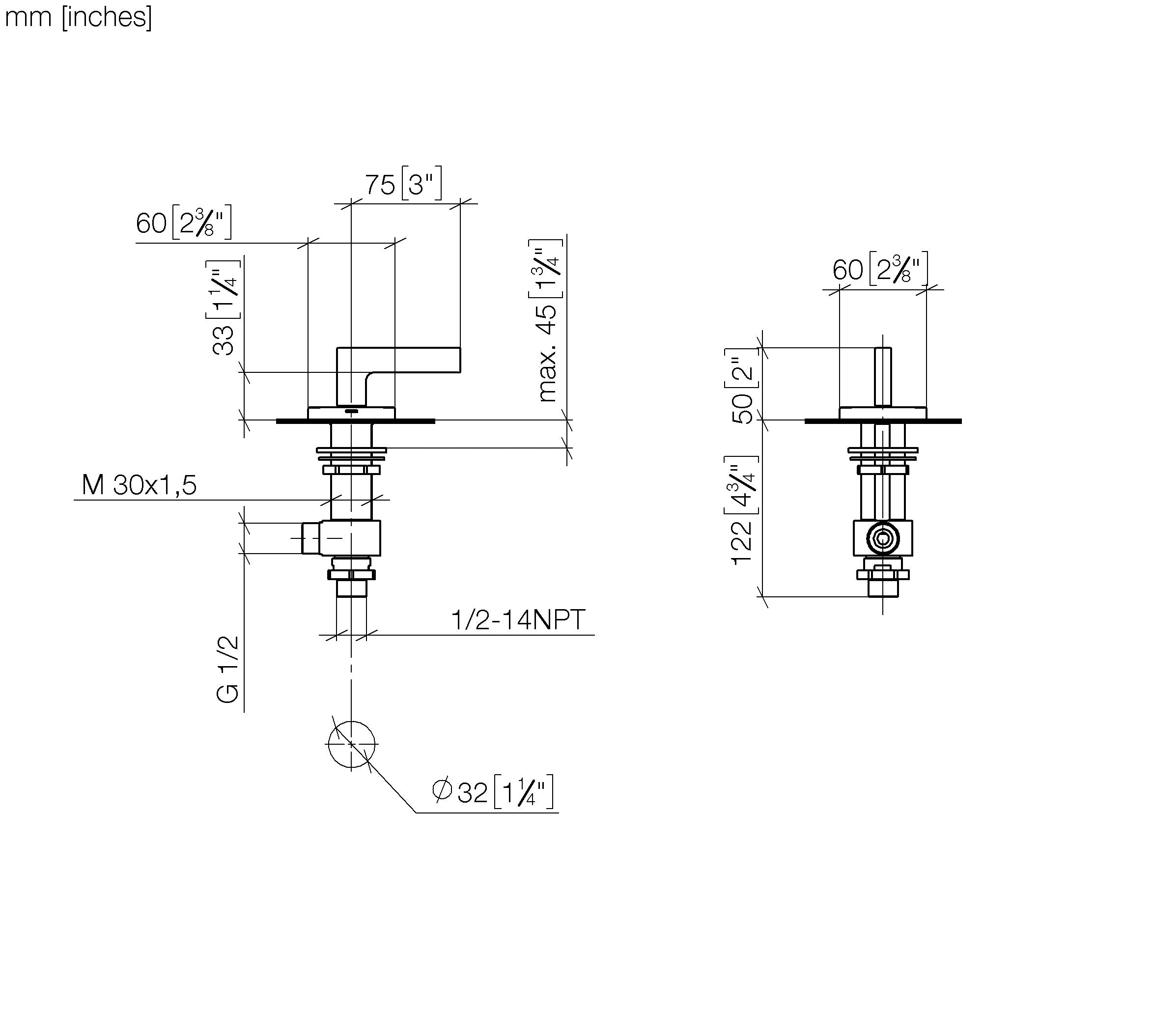 Deck Valve Anti Clockwise Closing Cold Chrome