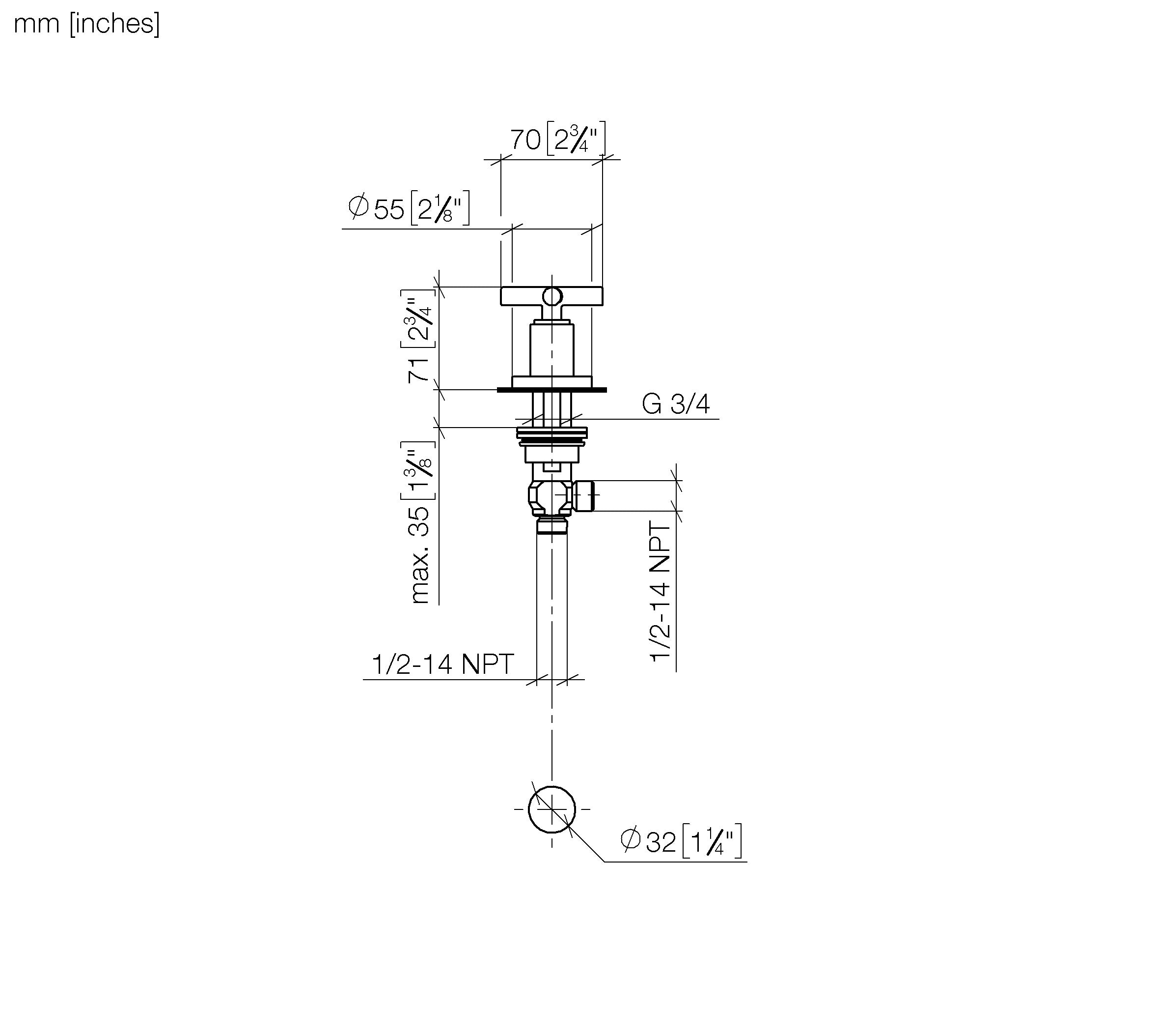 Tara Deck Valve Clockwise Closing Cold Or Hot Chrome