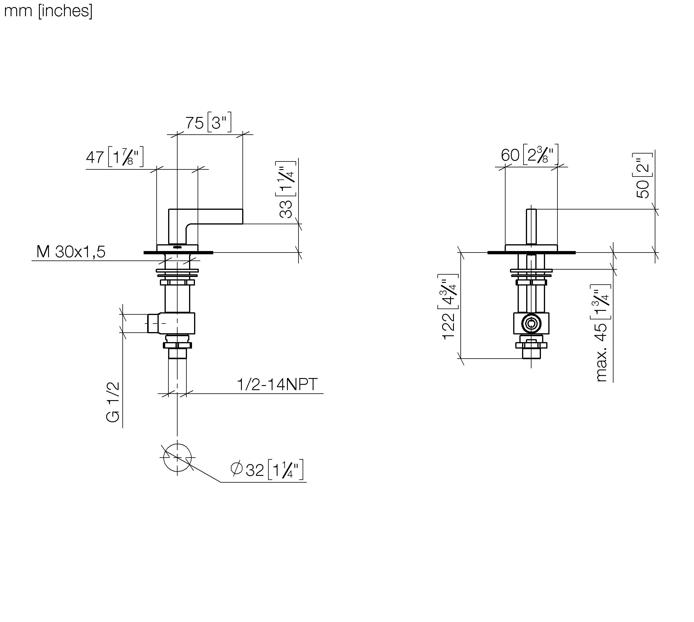 Deck Valve Anti Clockwise Closing Cold Chrome II