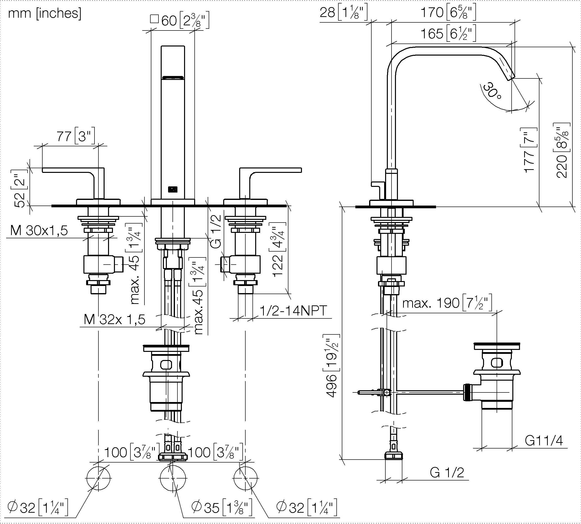 Imo Three Hole Basin Mixer With Pop Up Waste Chrome