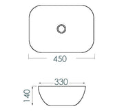 A2 - Rectangle Countertop Basin 450 x 330 x 140