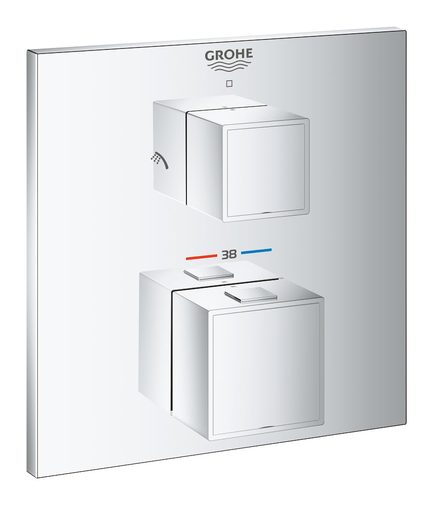 Grohtherm Cube Thermostatic shower mixer for 2 outlets with integrated shut off/diverter valve