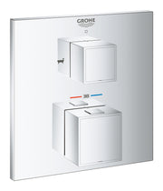 Grohtherm Cube Thermostatic bath tub mixer for 2 outlets with integrated shut off/diverter valve