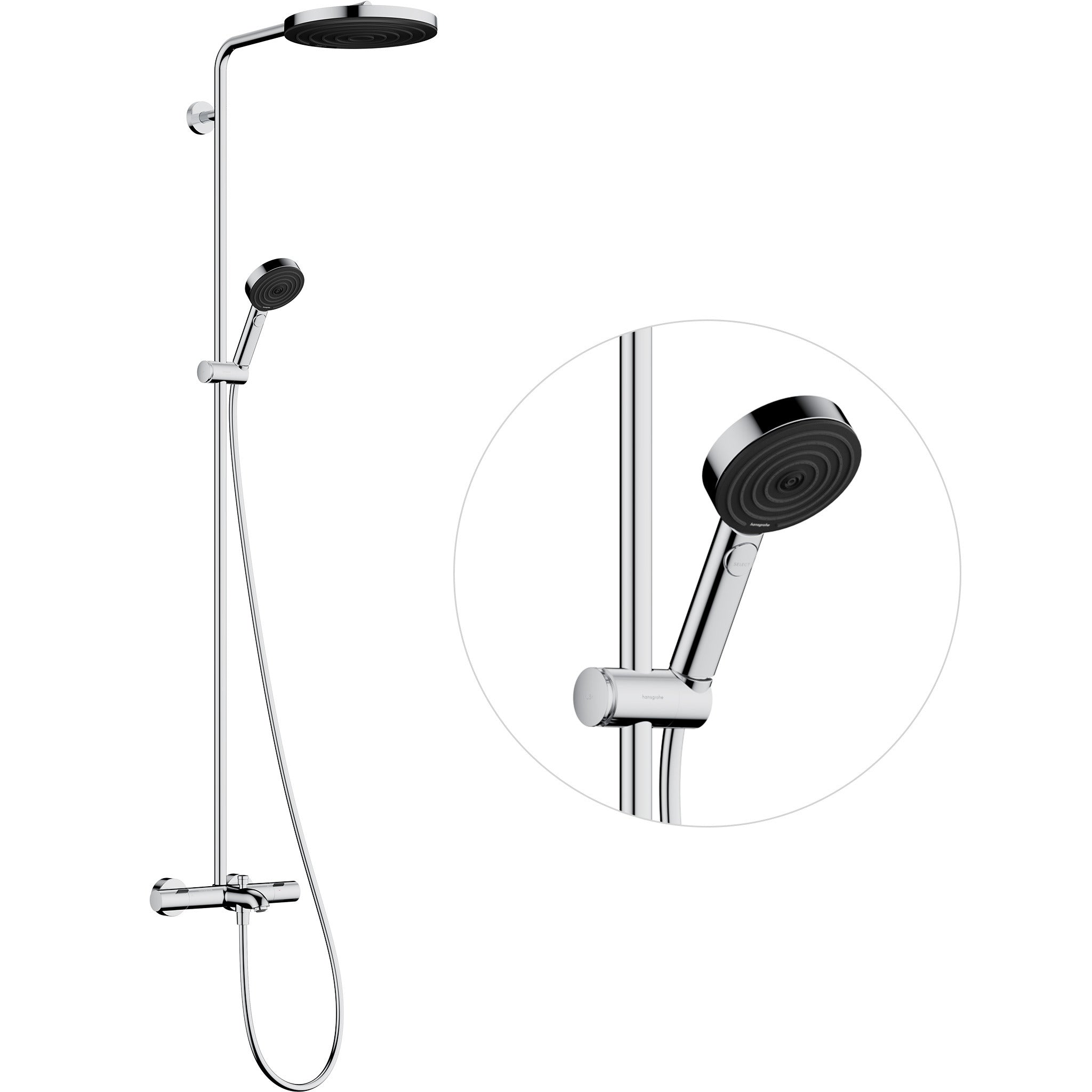 Pulsify S Puro Showerpipe 260 1jet EcoSmart with bath thermostat Ecostat Fine