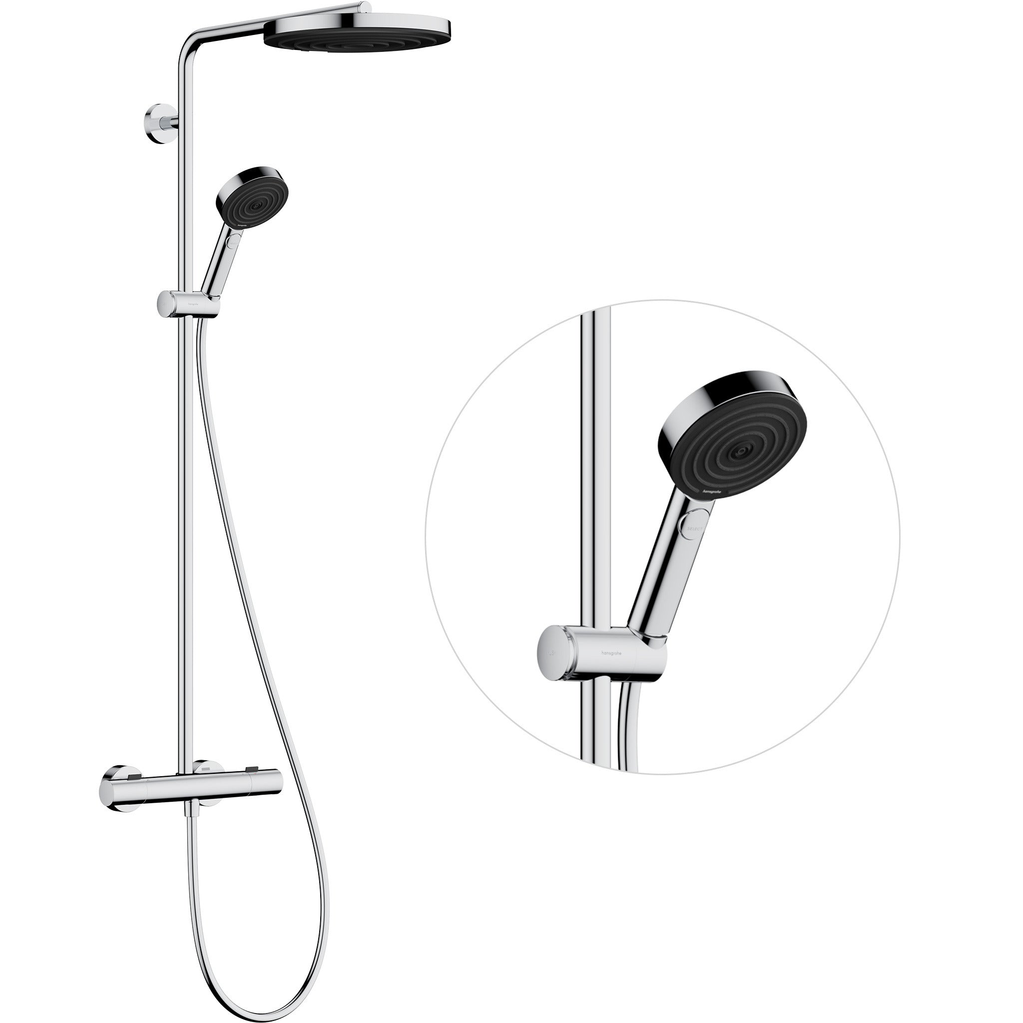 Pulsify S Puro Showerpipe 260 1jet EcoSmart with Ecostat Fine and hand shower 3jet