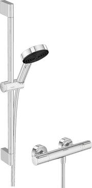 Pulsify Select S Shower system 105 3jet Relaxation EcoSmart with Ecostat Element, shower bar 65 cm, hand shower holder and shower hose