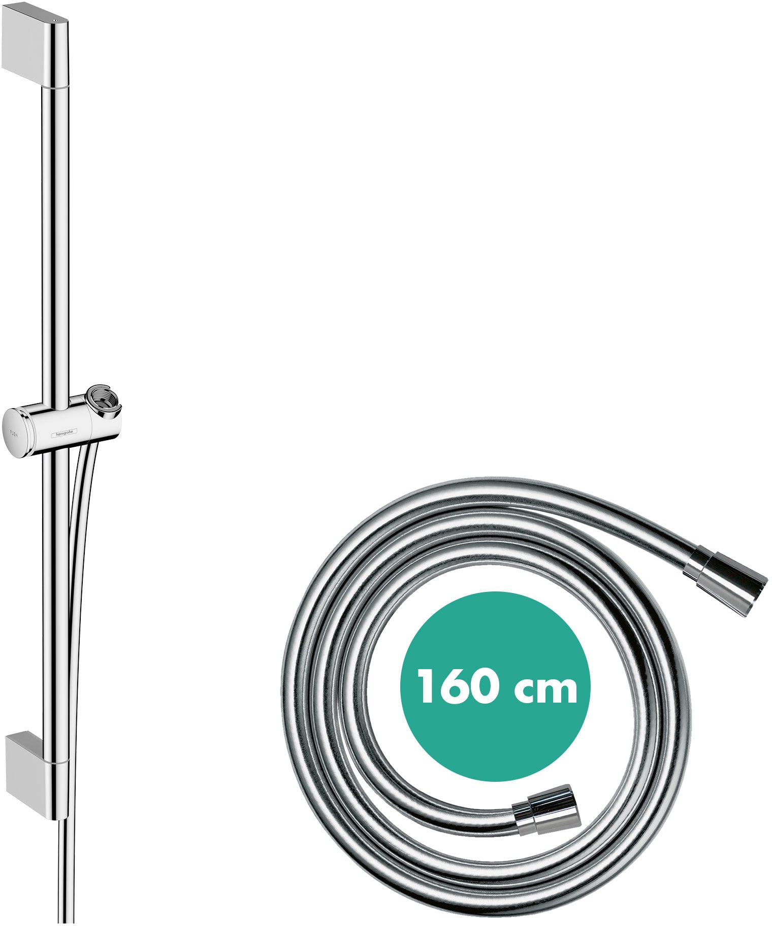 Unica Shower bar Pulsify S 65 cm with push slider and Isiflex shower hose 160 cm