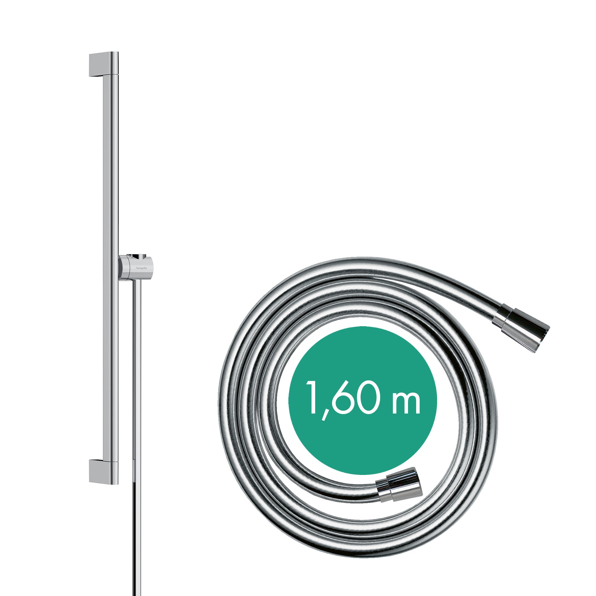 Unica Shower bar S Puro 65 cm with easy slide hand shower holder and Isiflex shower hose 160 cm