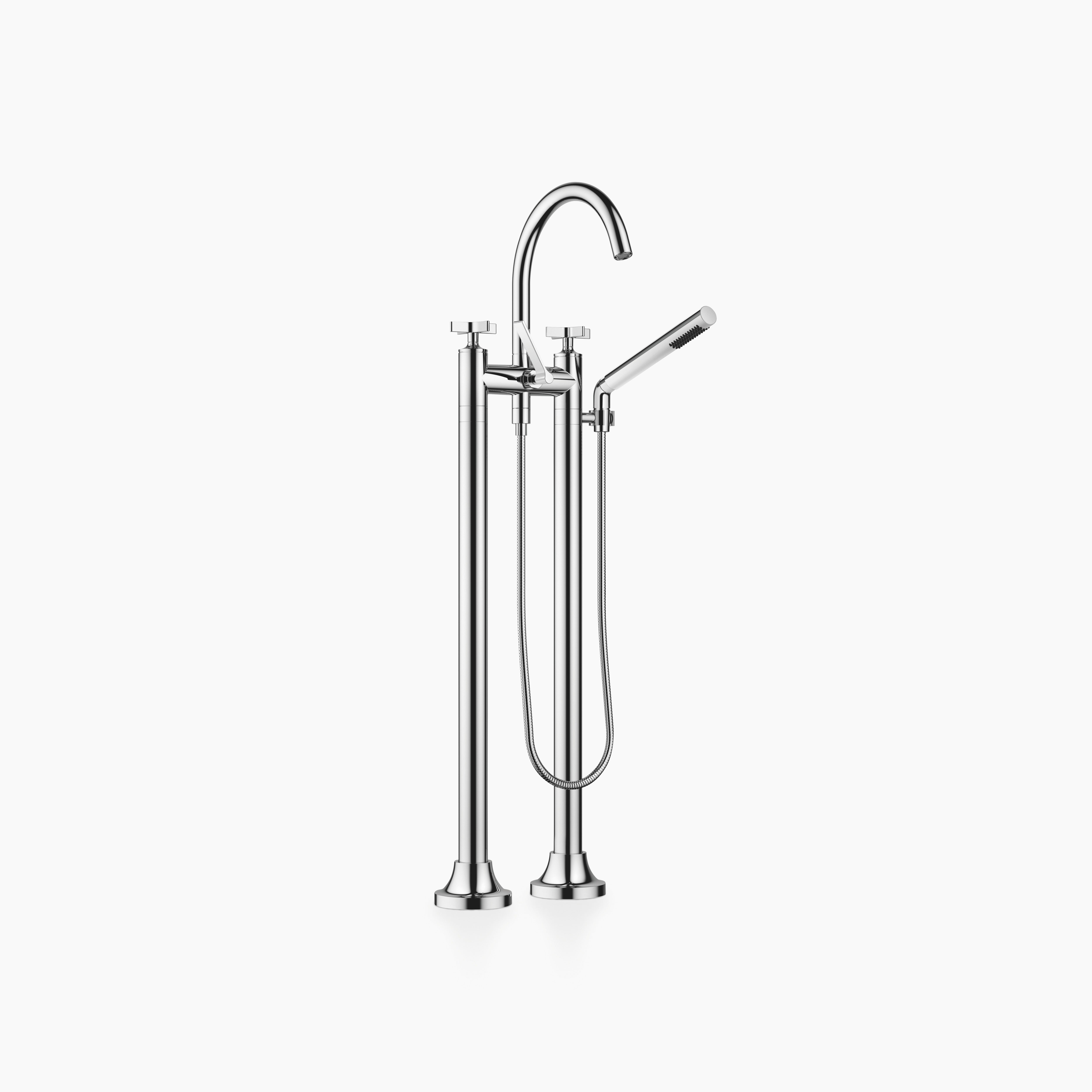 Vaia Two Hole Bath Mixer For Free Standing Assembly With Hand Shower Set Chrome