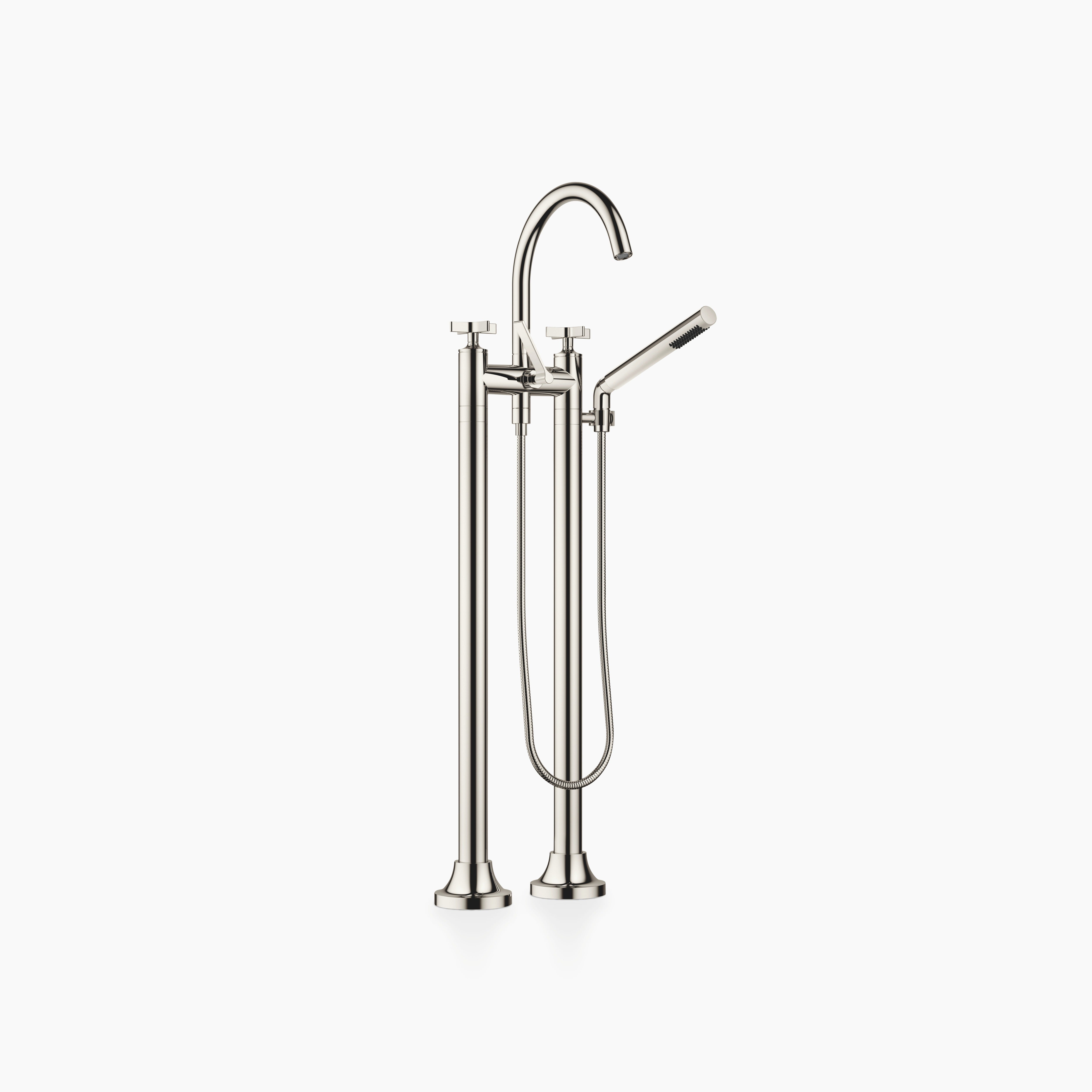 Vaia Two Hole Bath Mixer For Free Standing Assembly With Hand Shower Set Chrome