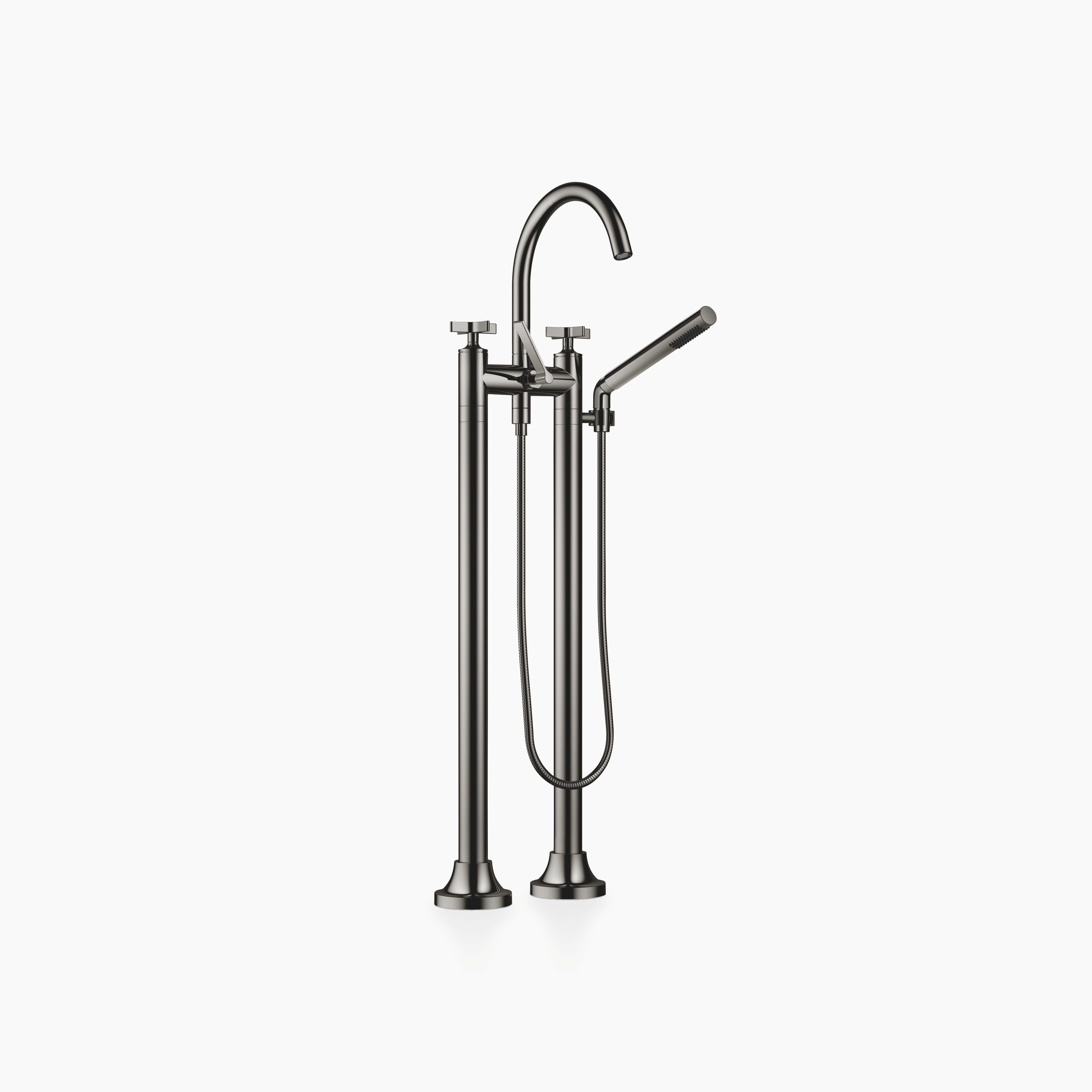 Vaia Two Hole Bath Mixer For Free Standing Assembly With Hand Shower Set Chrome